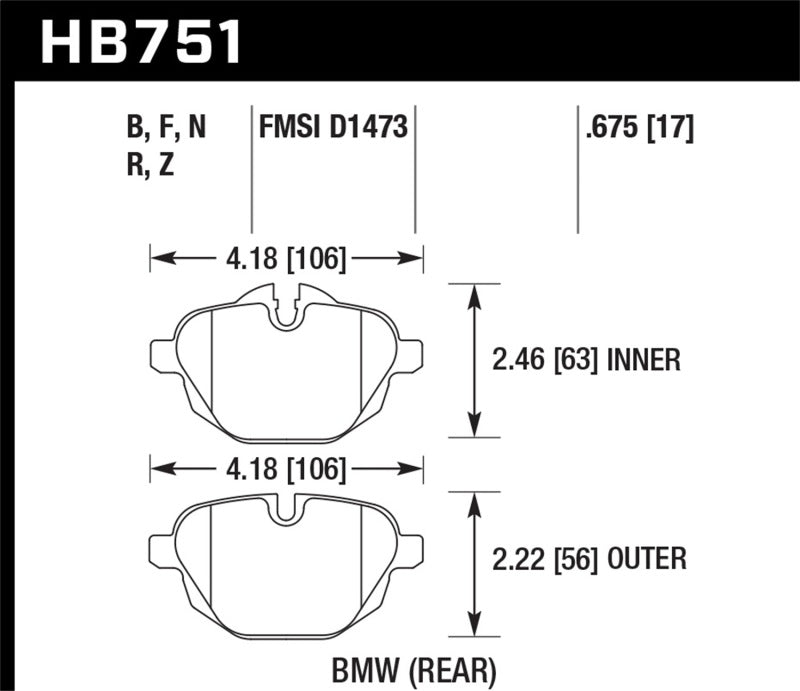 Hawk 2015 BMW 428i Gran Coupe / 11-16 535i / 11-16 X3/X4 HP Plus Rear Brake Pads Brake Pads - Performance Hawk Performance
