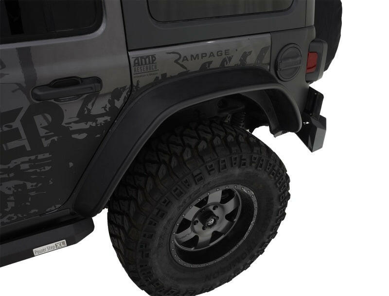 Bushwacker 2018+ Jeep Wrangler (JL) Unlimited Flat Style Flares 4pc - Black Fender Flares Bushwacker
