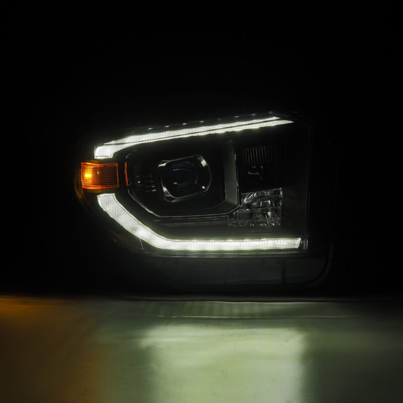 AlphaRex 14-21 Toyota Tundra LUXX-Series LED Proj Headlights Blk w/Actv Light & Seq. Sig + DRL Headlights AlphaRex
