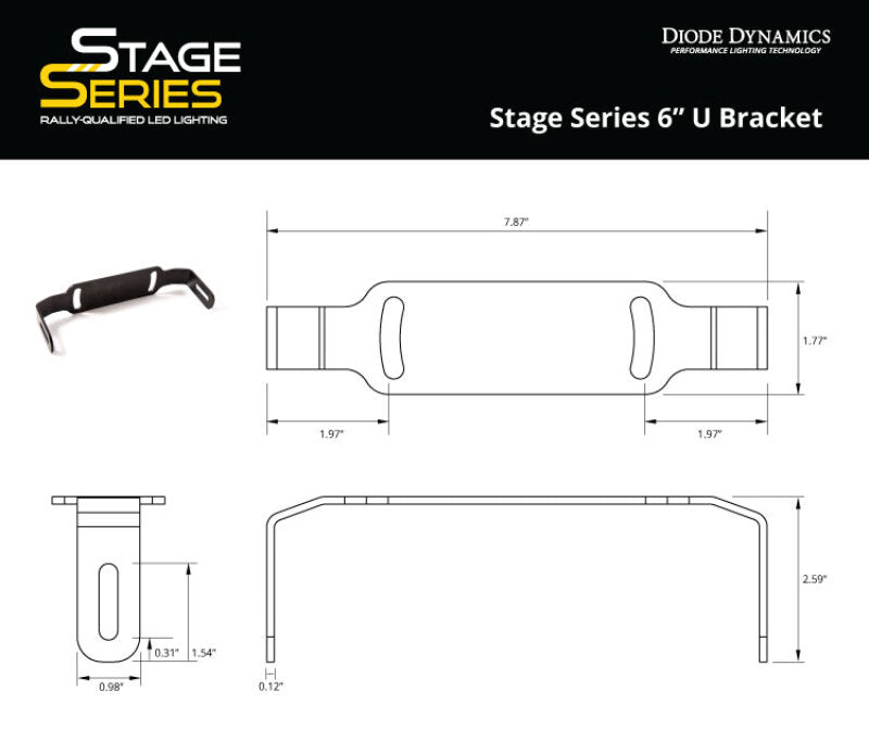 Diode Dynamics Stage Series 6 In U Bracket (Single) Light Bars & Cubes Diode Dynamics