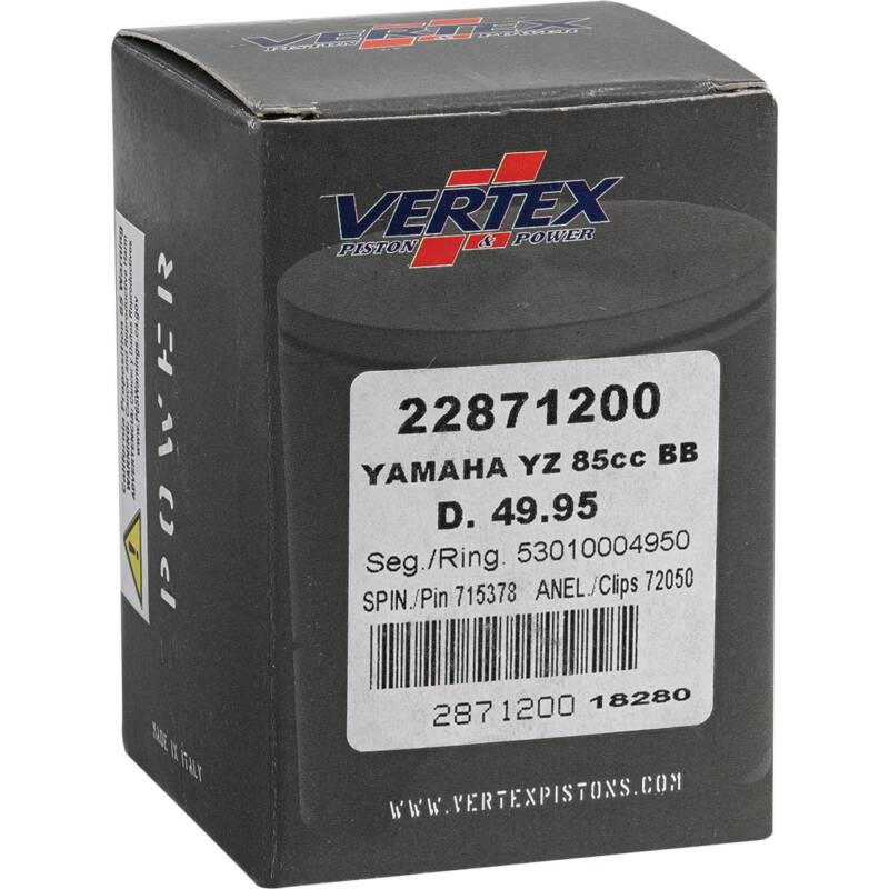 Vertex Piston 02-18 Yamaha YZ 85 85cc +2mm Cast Big Bore Piston Kit 92cc. Piston Sets - Powersports Vertex Pistons