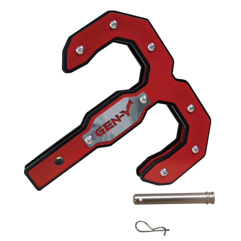 Gen-Y Hulk 2.0 16K Tow Hook 2in Shank w/GH-099 Pin/GH-011 Clip - Black/Red Tow Hooks GEN-Y Hitch