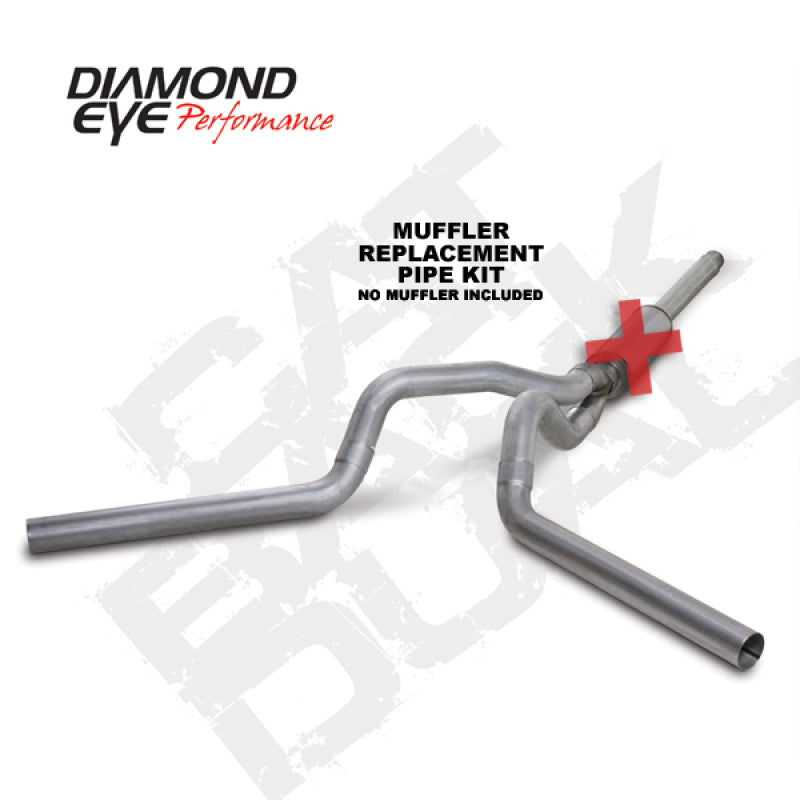 Diamond Eye KIT 4in Catback MFLR RPLCMENT PIPE DUAL AL: 94-97 FORD 7.3L F250/F350 PWRSTROKE Catback Diamond Eye Performance