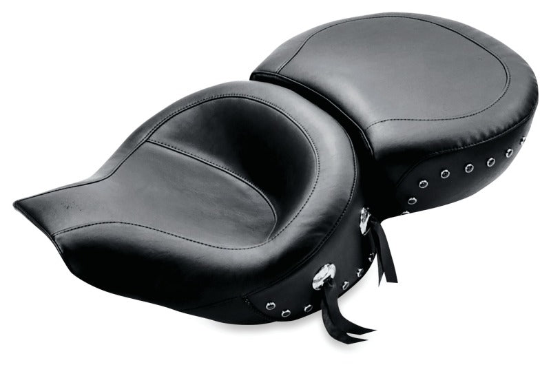 Mustang 94-96 Harley Road King Standard Touring 1PC Seat w/Black Pearl Studs - Black One-Piece Motorcycle Seats Mustang Motorcycle