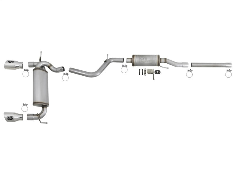 aFe Rebel Series 2.5in 409 SS Cat-Back Exhaust w/ Polished Tips 07+ Jeep Wrangler (JK) V6 3.6L/3.8L Catback aFe