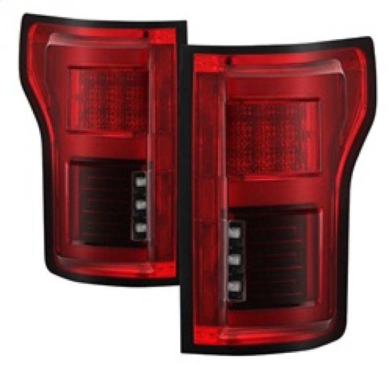 Spyder 15-18 Ford F-150 LED Tail Lights (w/Blind Spot) - Red Clear (ALT-YD-FF15015BS-LBLED-RC) Tail Lights SPYDER