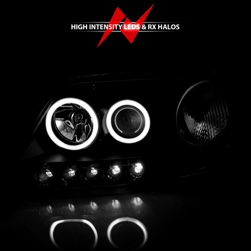 ANZO 1997-2003 Ford F-150 Projector Headlights w/ Halo Black (CCFL) Headlights ANZO
