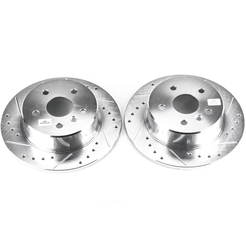 Power Stop 00-04 Toyota Avalon Rear Evolution Drilled & Slotted Rotors - Pair Brake Rotors - Slot & Drilled PowerStop