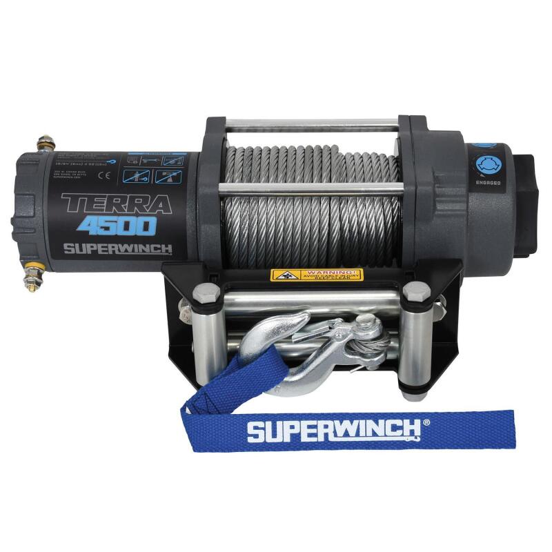 Superwinch 4500 LBS 12V DC 15/64in x 50ft Steel Rope Terra 4500 Winch - Gray Wrinkle Winches Superwinch