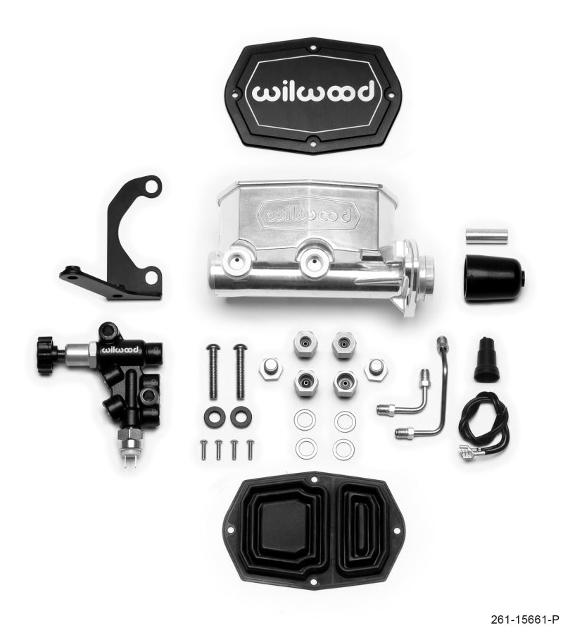 Wilwood Compact Tandem M/C - 1in Bore w/RH Bracket and Valve - Ball Burnished Brake Master Cylinder Wilwood
