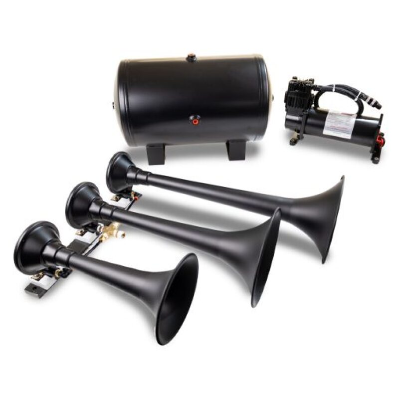 Kleinn Triple Black Horn Kit w/150 PSI Waterproof 3.0 gal Air Tank Horns Kleinn Air Horns
