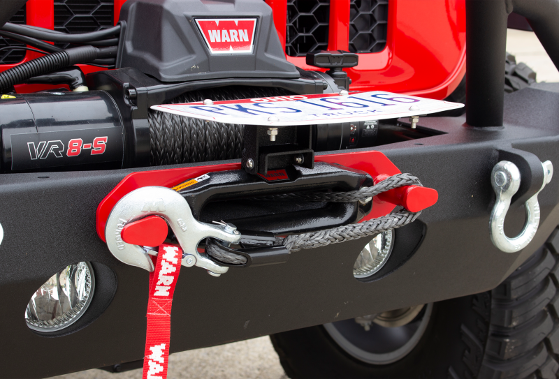 Fishbone Offroad 2018+ Jeep Wrangler JL - Black Aluminum Hawse Fairlead License Plate Mount License Frame Fishbone Offroad