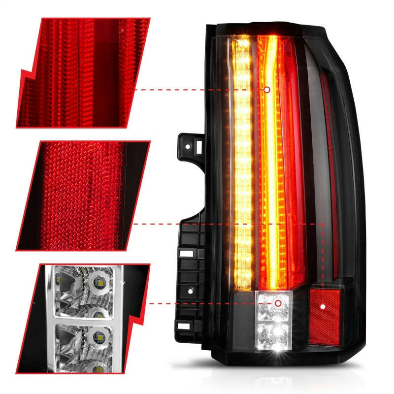 ANZO 2015-2017 GMC Yukon/Yukon XL LED Taillights Black Tail Lights ANZO