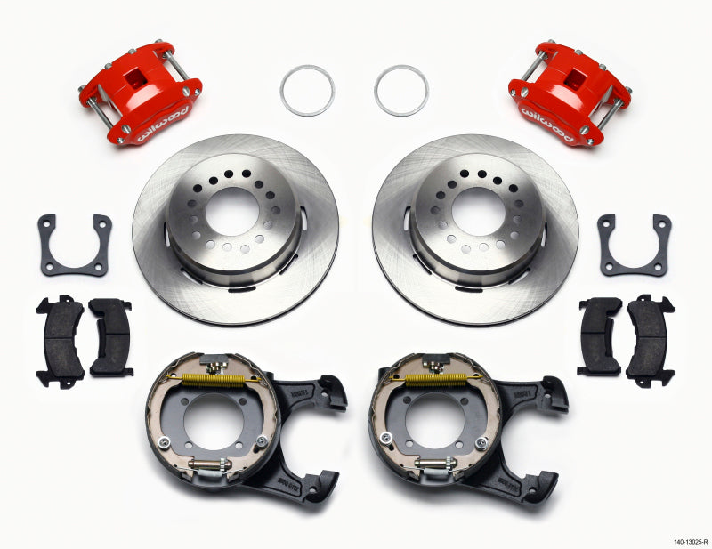Wilwood D154 P/S Park Brake Kit Red 12 Bolt 2.81in Offset Staggered Shock Big Brake Kits Wilwood