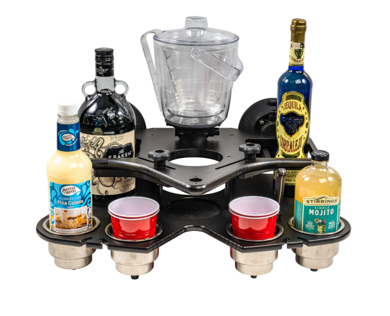 SeaSucker Double Decker Party Barge Portable Bar - Black Cup Holders SeaSucker