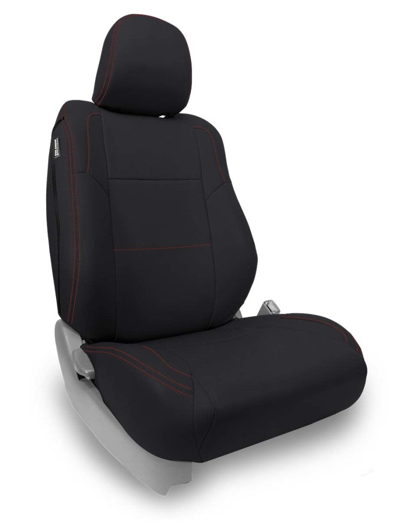 PRP 12-15 Toyota Tacoma Front Seat Covers/ Fold Flat Edition (Pair) - Black with Red Stitching Seat Covers PRP Seats