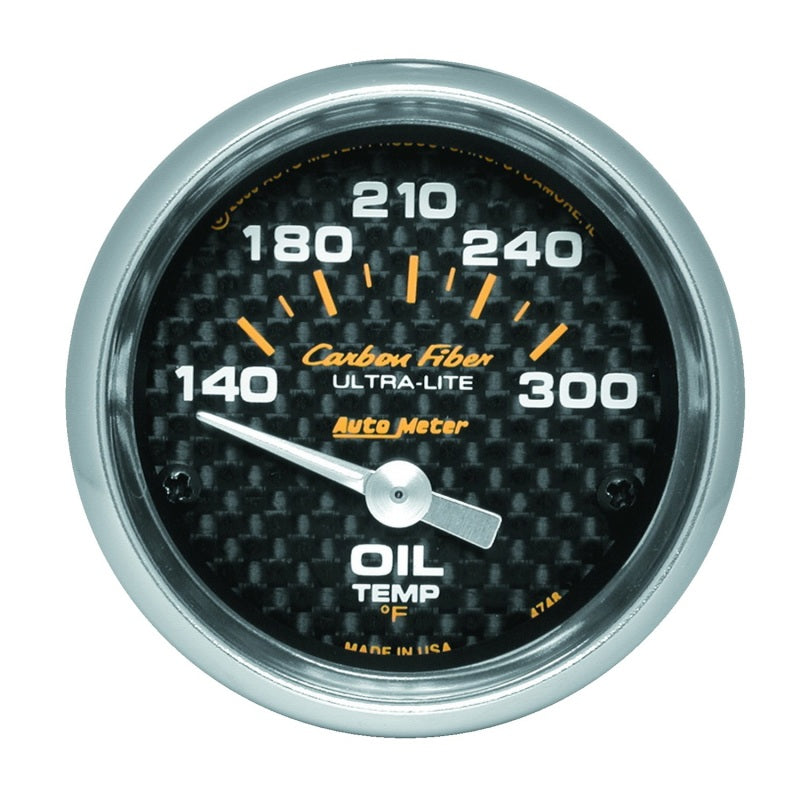 Autometer Carbon Fiber 52mm 140-300 Deg F Electronic Oil Temperature Gauge Gauges AutoMeter