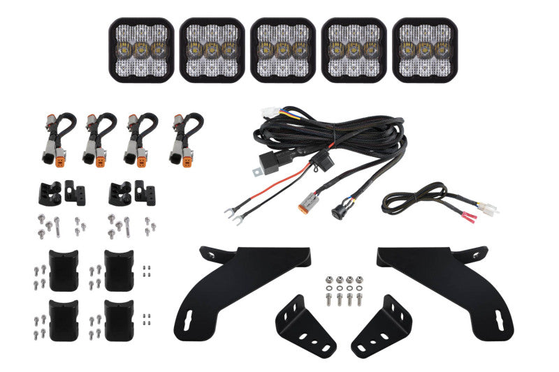 Diode Dynamics 21-22 Ford F-150 SS5 Grille CrossLink Lightbar Kit - Sport - White Combo Light Bars & Cubes Diode Dynamics