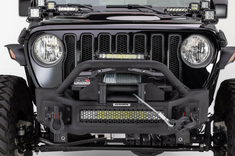 Go Rhino 07-20 Jeep Wrangler JL/JLU/JK/JKU/Gladiator JT Rockline Front Stubby Bumper w/ Overrider Bumpers - Steel Go Rhino