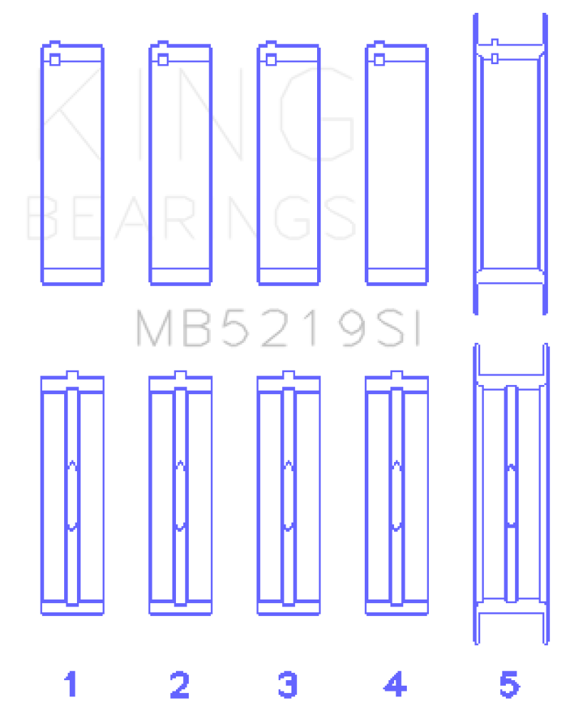 King 91-92 281CI 4.6L V8 Romeo with Cast Iron Block SOHC 16 Valves (Size +0.5) Main Bearing Set Bearings King Engine Bearings