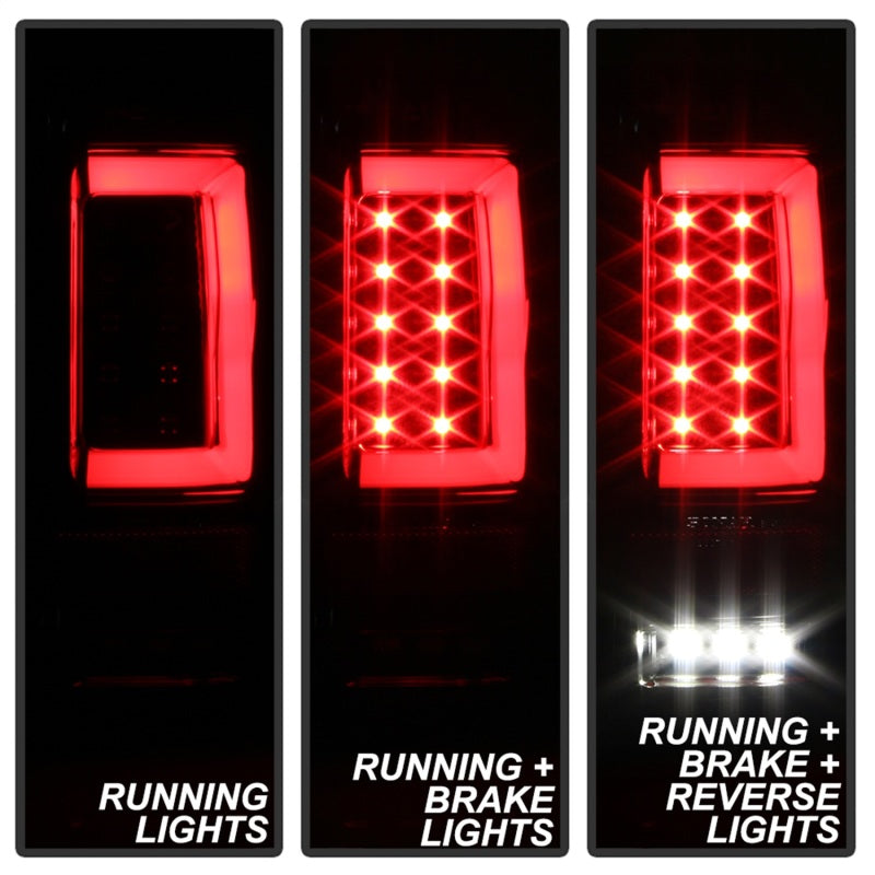 Spyder 04-08 Ford F-150 Projector Tail Lights - Light Bar DRL LED - Black ALT-YD-FF15004V2-LBLED-BK Headlights SPYDER