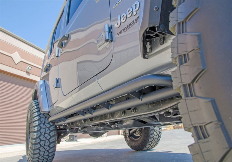 N-Fab RKR Rails 2019 Jeep Wrangler JT 4DR Truck Full Length - Tex. Black - 1.75in Body Armor & Rock Rails N-Fab