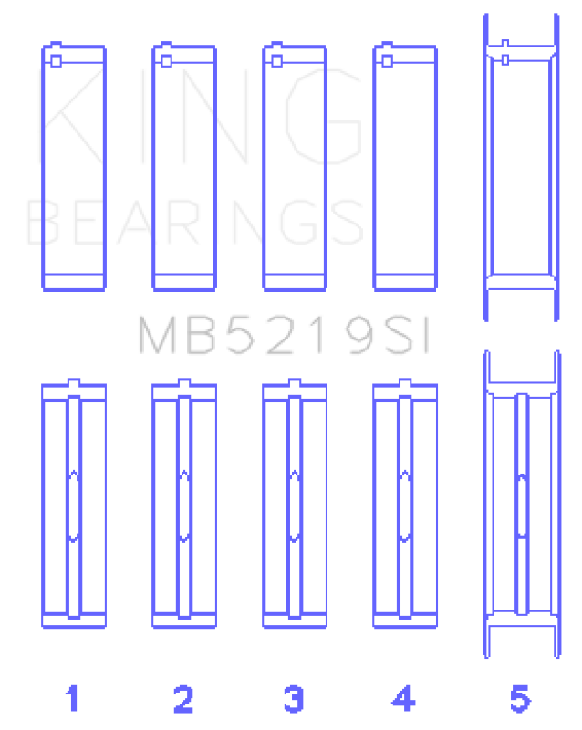 King 91-92 281CI 4.6L V8 Romeo with Cast Iron Block SOHC 16 Valves (Size +0.25) Main Bearing Set Bearings King Engine Bearings