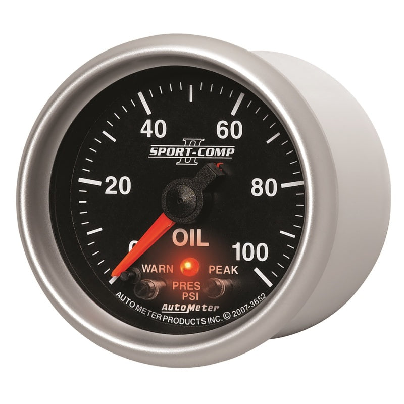 Autometer Sport-Comp II 52.4mm 0-100 PSI Oil Pressure Peak & Warn w/ Electronic Control Gauge Gauges AutoMeter