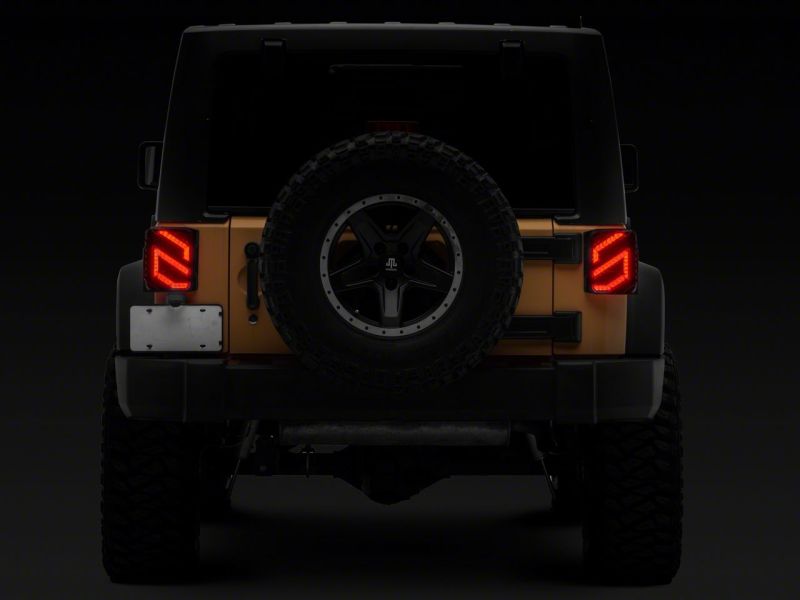 Raxiom 07-18 Jeep Wrangler JK Axial Series Trident LED Tail Lights- Blk Housing (Clear Lens) Tail Lights Raxiom
