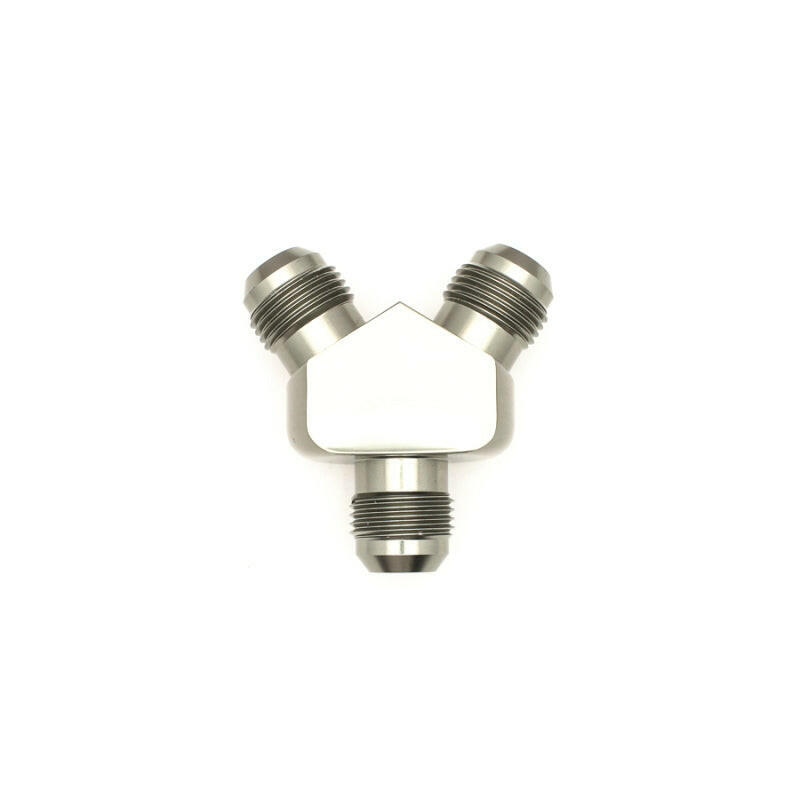 DeatschWerks 10AN Male Flare + 10AN Male Flare To 10AN Male Flare Y-Block Fitting Distribution Blocks DeatschWerks