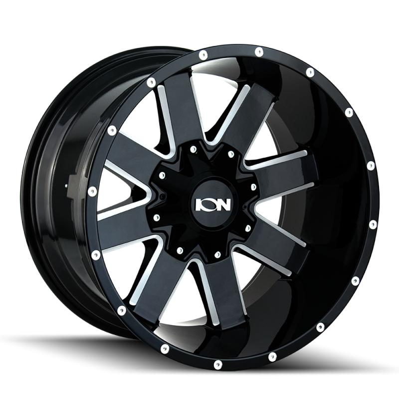 ION 141 20x12 / 8x165.1 BP / -44mm Offset / 130.8mm Hub Gloss Black Milled Wheel Wheels - Cast ION Wheels