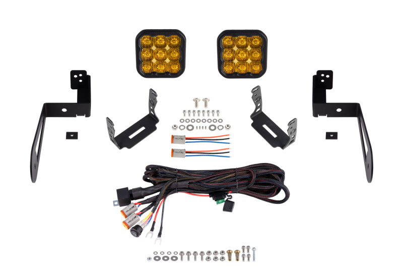 Diode Dynamics 07-18 Jeep JK Wrangler SS5 Bumper LED Pod Light Kit - Sport Yellow Driving Light Accessories and Wiring Diode Dynamics