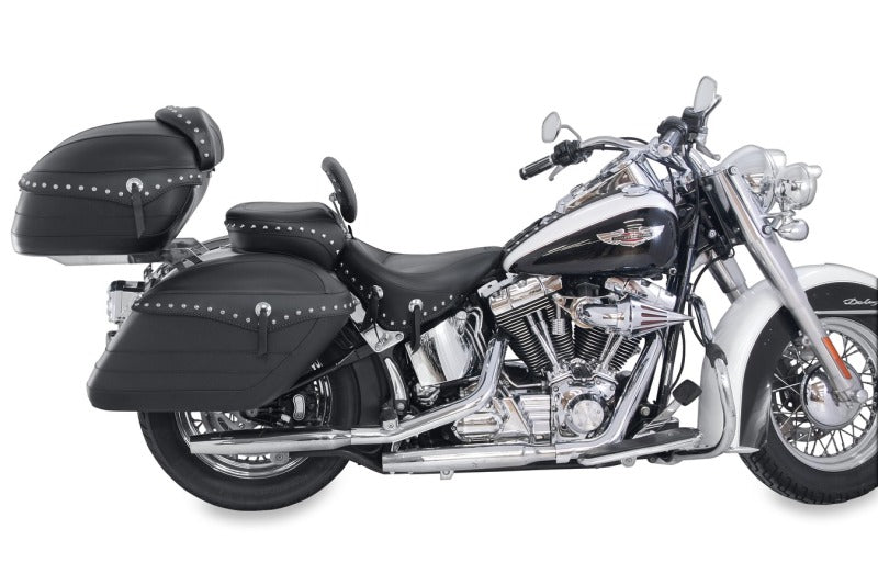 Mustang 06-17 Harley Softail Wide Tire(200mm)Wide Tour Solo Seat w/Driver Backrest Studs - Black Solo Motorcycle Seats Mustang Motorcycle