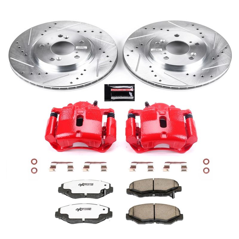 Power Stop 03-08 Honda Pilot Front Z26 Street Warrior Brake Kit w/Calipers Brake Kits - Performance D&S PowerStop