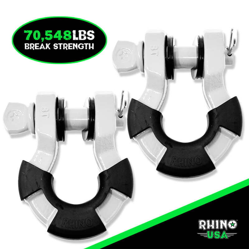 Rhino USA 8T Super Shackle 2-Pack (White) Shackle Kits Rhino USA