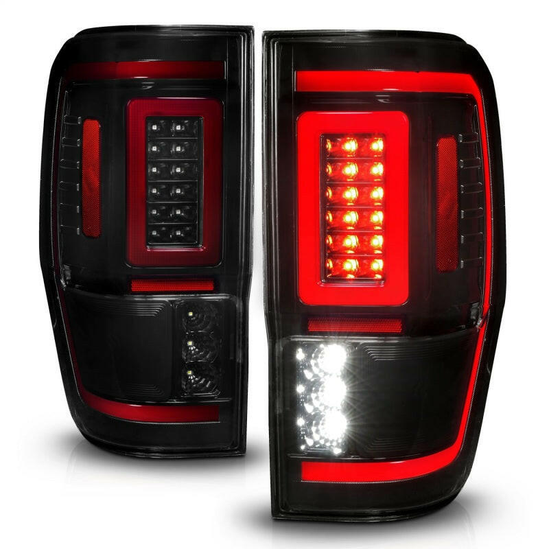 ANZO 19-22 Ford Ranger Full LED Taillights w/ Lightbar Sequential Signal Black Housing/Smoke Lens Tail Lights ANZO