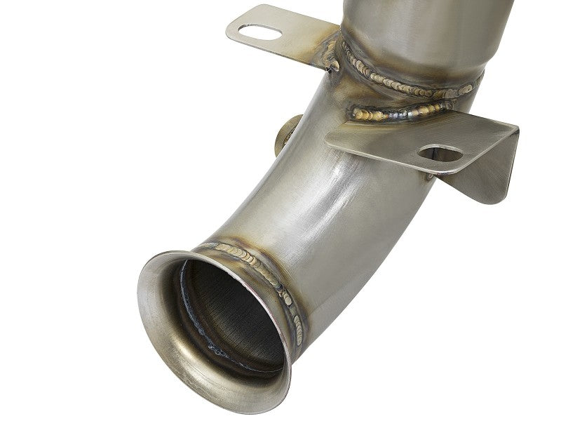 aFe 09-13 MINI Cooper S (R56) L4 1.6L (t) Twisted Steel Down Pipe 2-1/2in 304 Stainless Steel w/ Cat Downpipes aFe