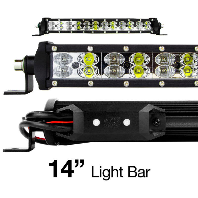 XK Glow RGBW Light Bar High Power Offroad Work/Hunting Light w/ Bluetooth Controller 14In Light Accessories and Wiring XKGLOW