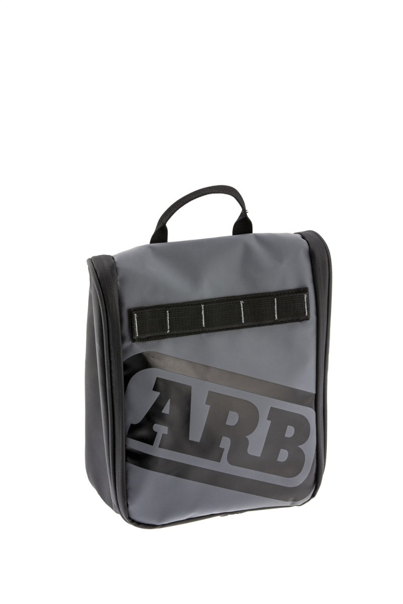 ARB Toiletries Bag Charcoal Finish w/ Red Highlights PVC Outer Shell Mesh Pockets Mirror Tow Straps ARB