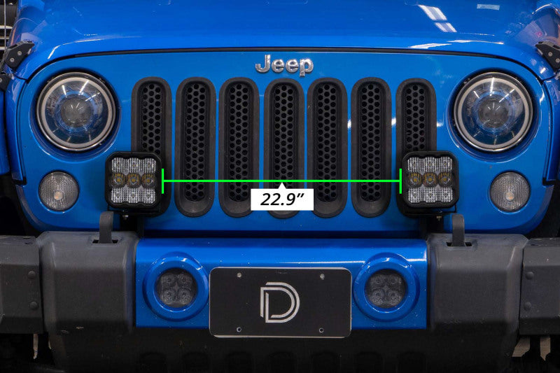 Diode Dynamics 07-18 Jeep JK Wrangler SS5 Bumper LED Pod Light Kit - Sport Yellow Driving Light Accessories and Wiring Diode Dynamics