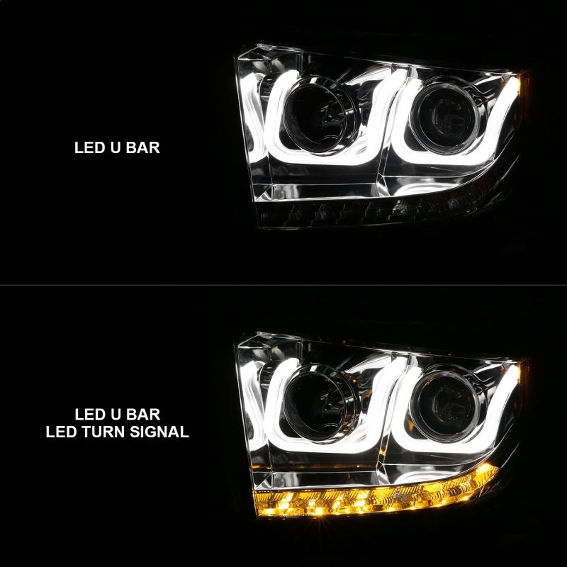 ANZO 2014-2015 Toyota Tundra Projector Headlights w/ U-Bar Chrome w/ DRL Headlights ANZO