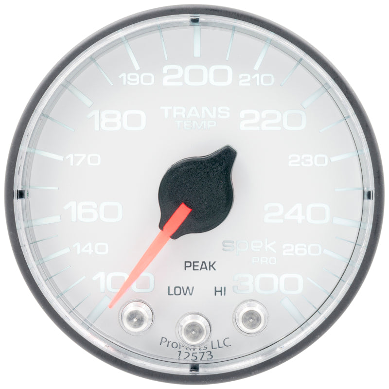 Autometer Spek-Pro 2 1/16in 300 Degree F Stepper Motor W/Peak & Warn White/Black Trans Temp Gauge Gauges AutoMeter