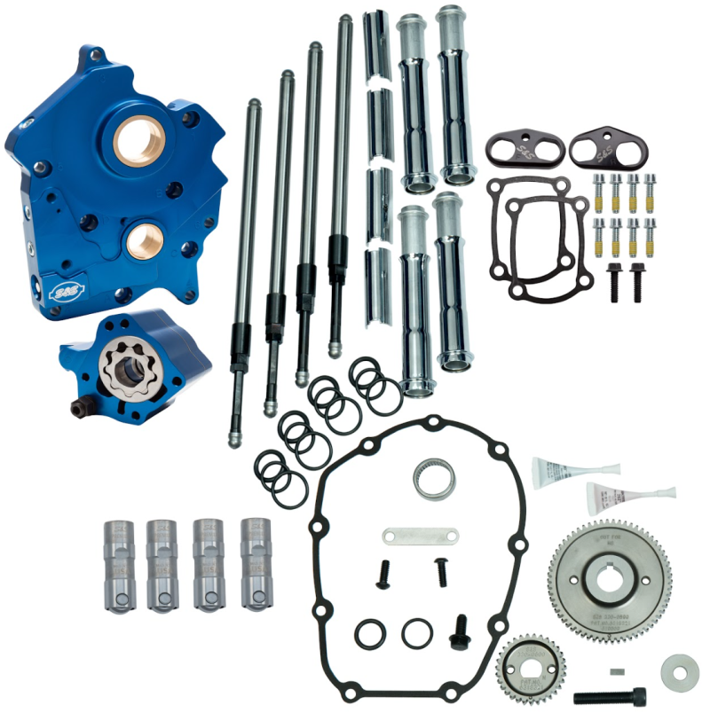 S&S Cycle 2017+ M8 Water Cooled Models Gear Drive Cam Chest Kit w/o Cam - Chrome Pushrod Tubes Cam Gears S&S Cycle