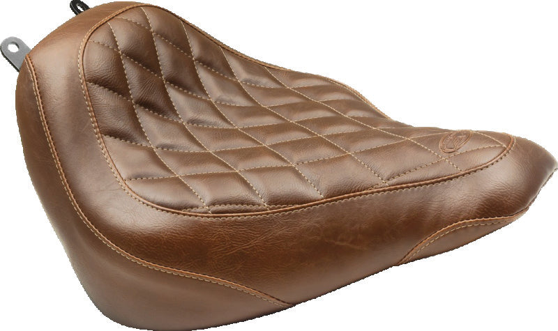 Mustang 18-21 Harley Heritage Classic, Deluxe Wide Tripper Solo Seat Diamond Stitch - Brown Solo Motorcycle Seats Mustang Motorcycle