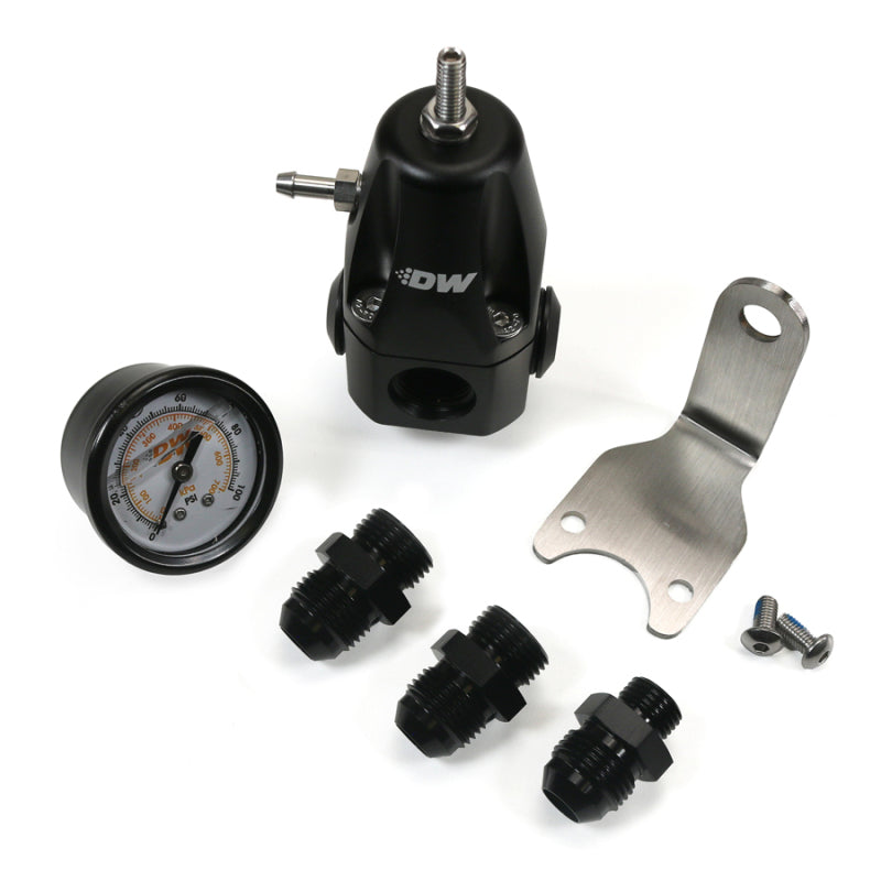 DeatschWerks DWR1000 AFPR + Pressure Gauge + 8AN Fittings - Anodized Black Fuel Pressure Regulators DeatschWerks