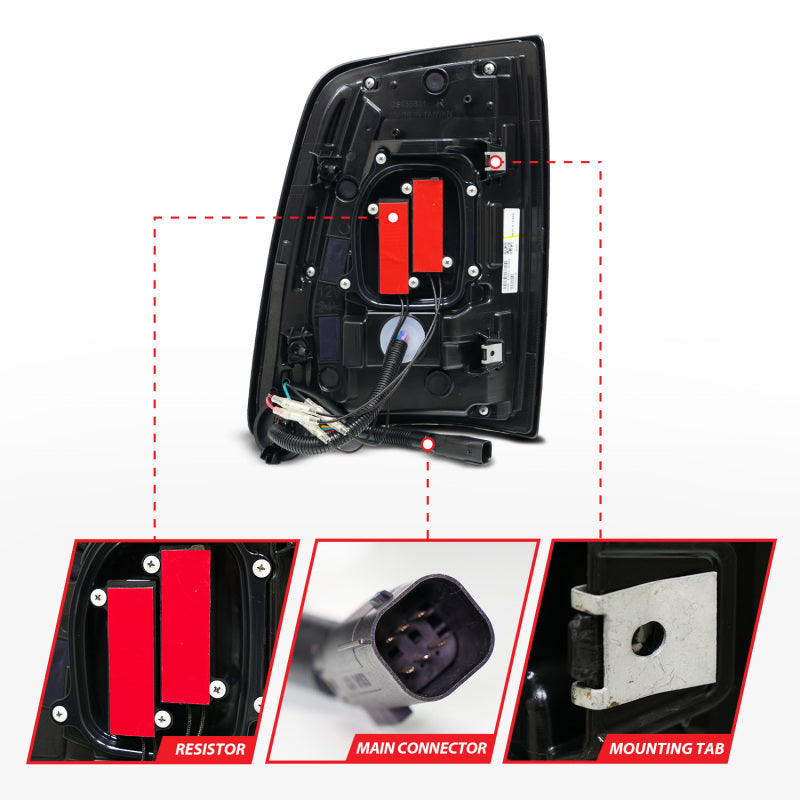ANZO 19-24 RAM 2500/3500 Full LED Tail Lights SeqSig Black - Pair Tail Lights ANZO