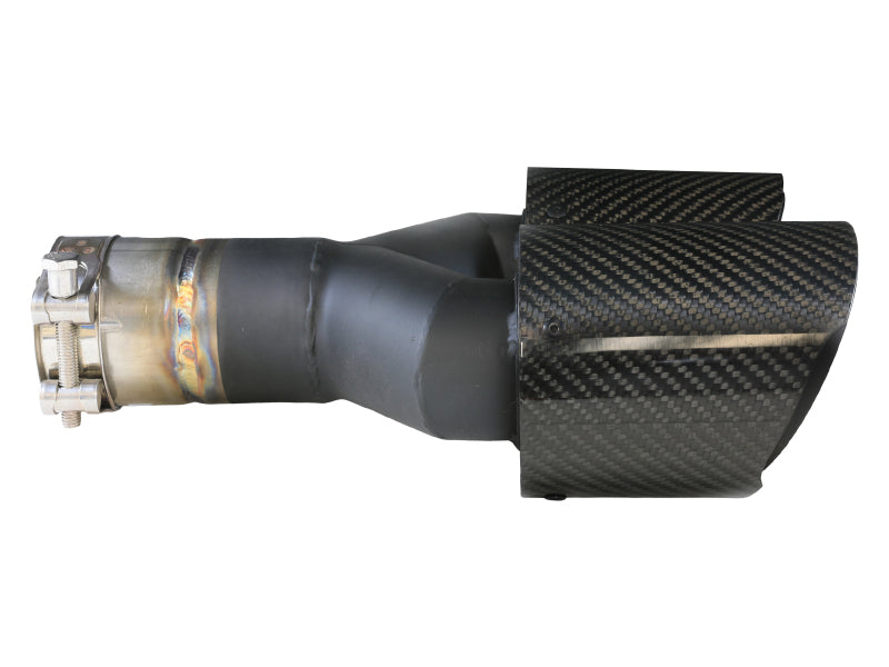 aFe Takeda 2.5in 304 Stainless Steel Clamp-on Exhaust Tip Passenger Side 2.5in Inlet 4inDual-Carbon Tips aFe