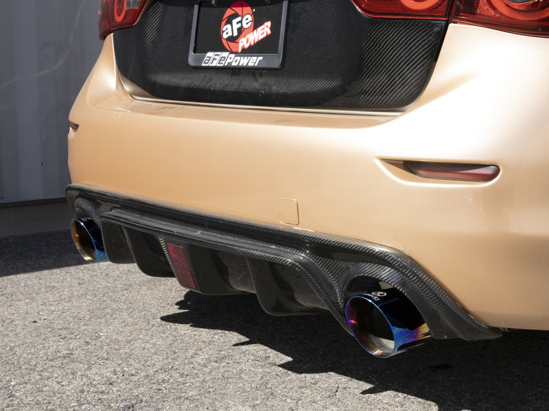 aFe 14-15 Infiniti Q50 V6 3.7L Takeda 2-1/2in 304 SS Cat-Back Exhaust System w/ Blue Flame Tips Catback aFe