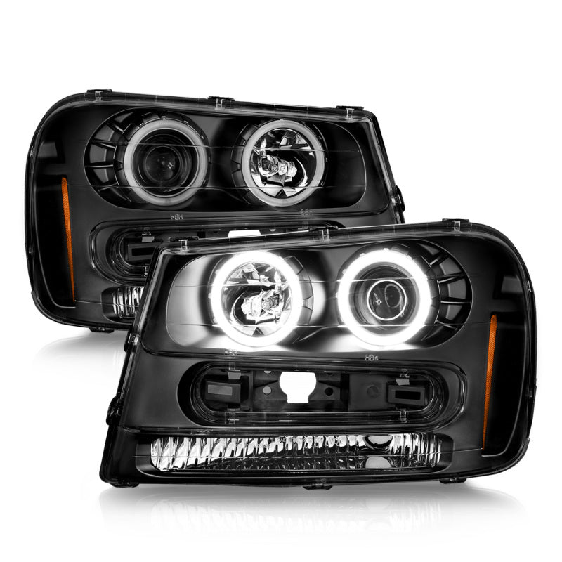 ANZO 02-09 Chevrolet Trailblazer (Will Not Fit 06-09 LT) Projector Headlights w/Halo Black Housing Headlights ANZO