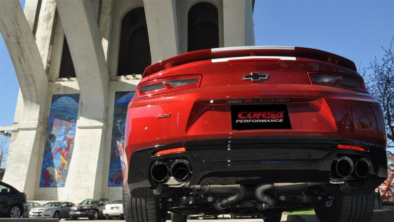 Corsa 16-18 Chevy Camaro SS Xtreme+ 2.75in Cat-Back Dual Rear Exit w/ Single 4.5in Black PVD Catback CORSA Performance